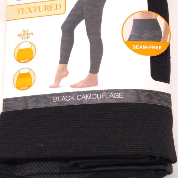 Warner's Blissful Benefits No Muffin Top Textured Leggings L/XL Black Camouflage - Picture 5 of 12